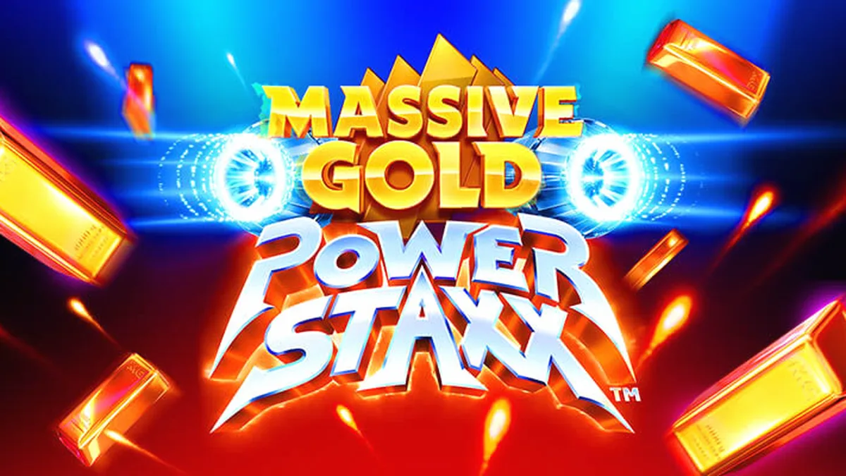 Tampilan visual futuristik slot Massive Gold Power Staxx dengan tema luar angkasa